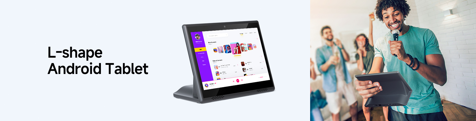 F1030GR L-Shaped Tablet for Corner Desks for Multitasking & Media Player