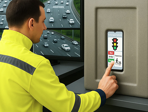 Intelligent Traffic Signal Controller with 6.5-inch NFC Smartphone
