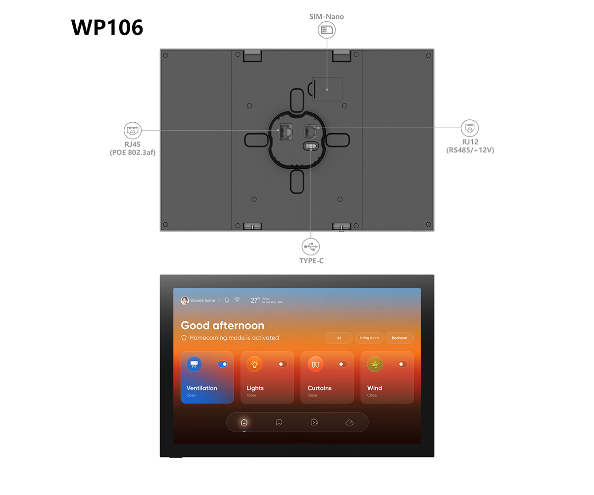 Android Tablets NFC 10.1-inch PoE Tablet RS485 RJ45 RJ12 with with LED Bar Light for Iot Solutions |  WP106 6