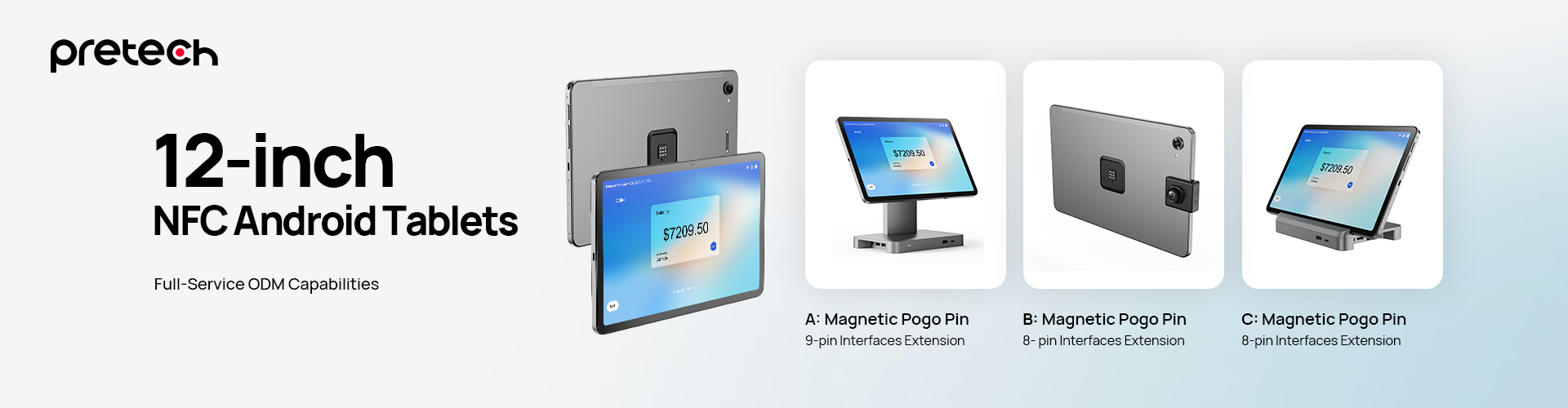 12-Inch NFC Android Tablet with Desktop Docking Station - Pretech