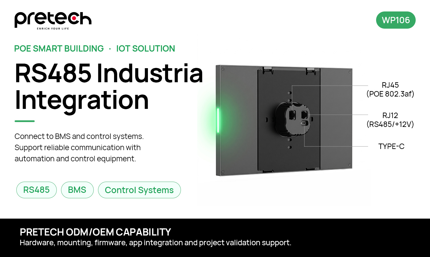 Pretech Custom POE RS485 Smart Building Control Panel Manufacturer for Global Projects