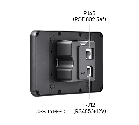 WP30 provides PoE through RJ45, RS485 through RJ12 and one USB-C 2.0 port for project integration.